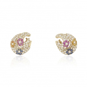 Yellow Gold Diamond and Sapphire Earrings Yellow Gold Diamond and Sapphire Earrings